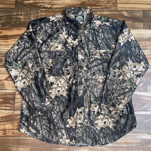 Vintage Cabelas Breakup Camo Hunting Button Shirt Size XL - Made In USA